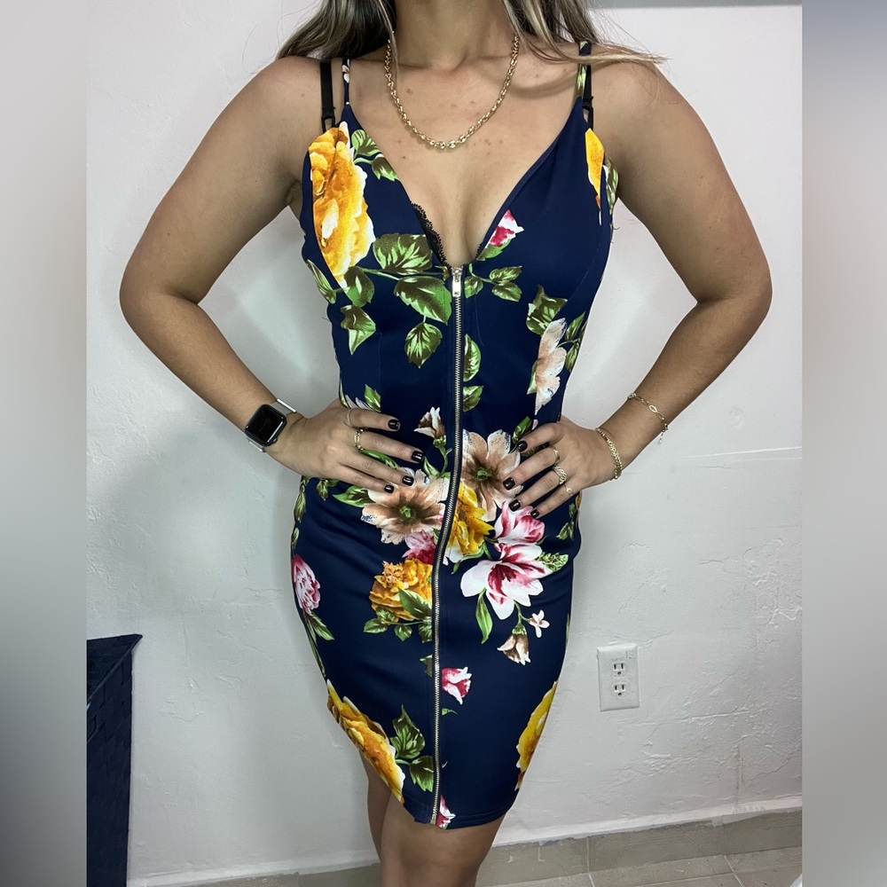 Floral zip up dress